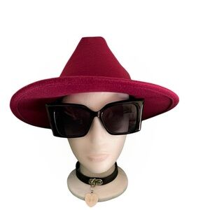 Elegant Burgundy Fedora Hat One Size Large